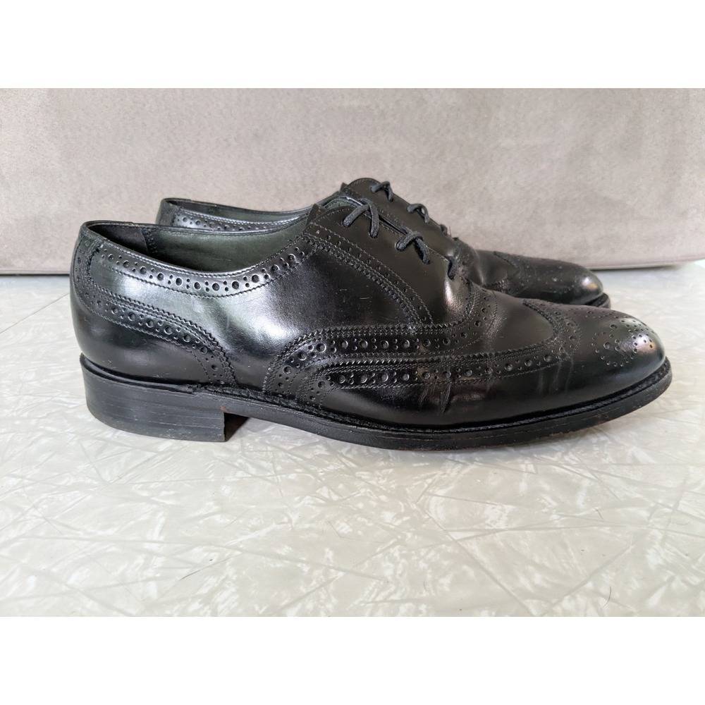 Hanover MasterFlex Black Leather Wingtip Brogue Oxford Dress Shoes USA Sz 10 D/B